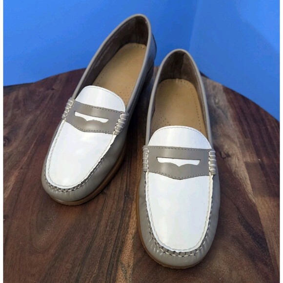 GH Bass Weejuns Colorblock Penny Loafer Women’s 7.5/8M Taupe/Off White 3998 268 - Picture 2 of 12